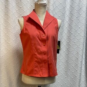 NWT Jones New York size 4  Coral sleeveless cotton Blouse casual dressy elegant
